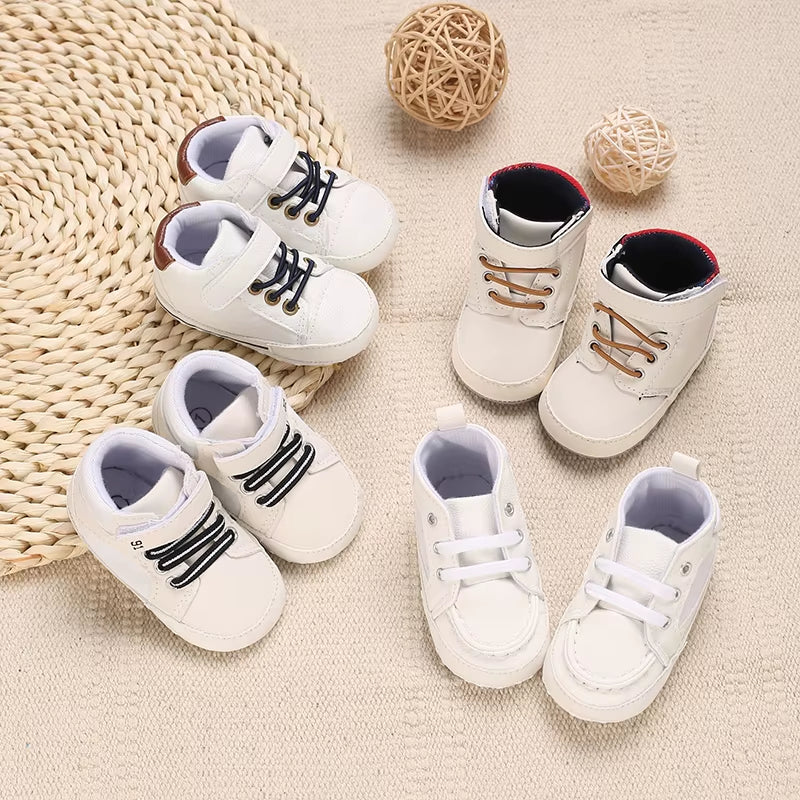 Baby Baptism Shoes for Boy Newborn White Baby Causal Shoes Soft Sole Antiskid Baby Boy Shoes Toddler Infant Baby Walker Shoes