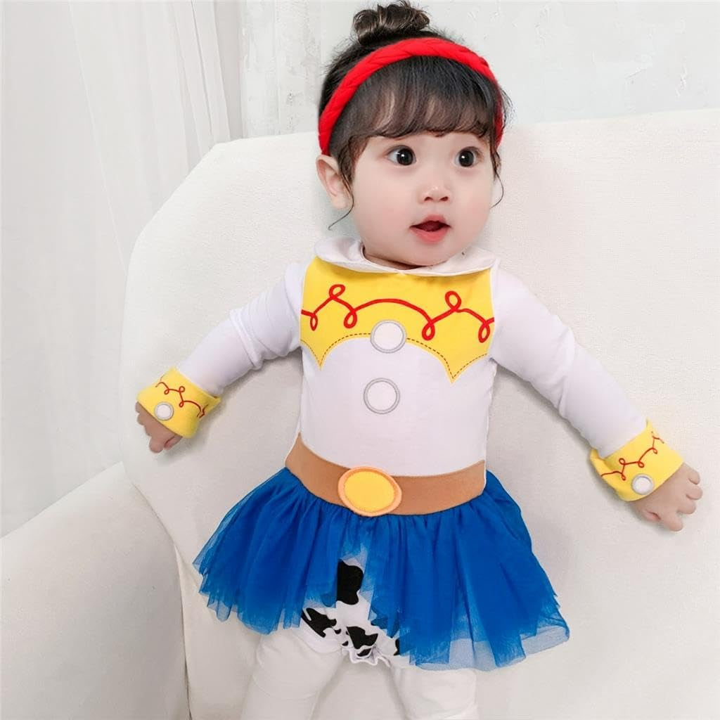 Princess Onesie Romper Fancy Dress Costume Halloween Birthday Bodysuit Outfit with Headband for Infant Baby Girl
