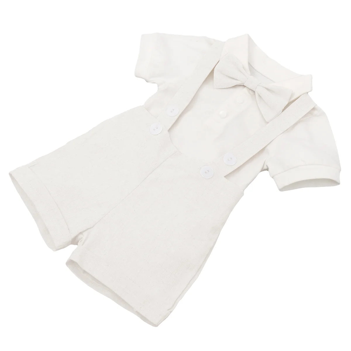 Baby Boys Formal 1St Birthday Onesie Gentleman Outfits Wedding Suit Cake Smash Bowtie Romper Suspenders Short Pants Baptism Christening Clothes 18-24 Months White