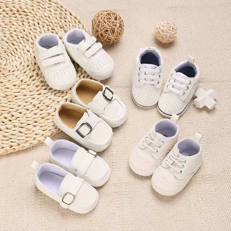 Baby Baptism Shoes for Boy Newborn White Baby Causal Shoes Soft Sole Antiskid Baby Boy Shoes Toddler Infant Baby Walker Shoes