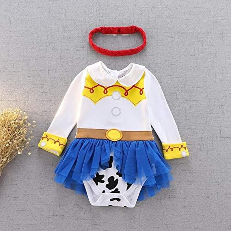 Princess Onesie Romper Fancy Dress Costume Halloween Birthday Bodysuit Outfit with Headband for Infant Baby Girl