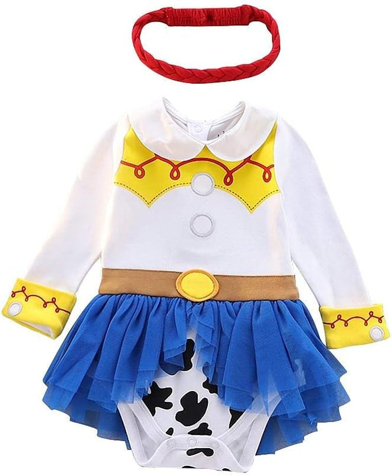 Princess Onesie Romper Fancy Dress Costume Halloween Birthday Bodysuit Outfit with Headband for Infant Baby Girl