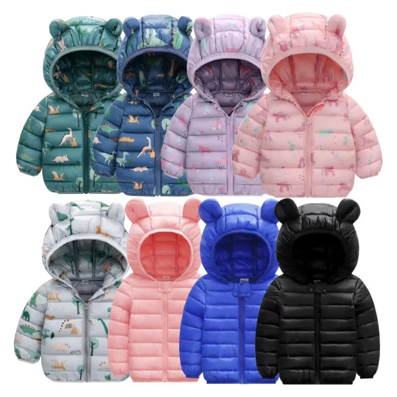 Hooded Lightweight down Jackets Children Boy Girl Baby Coat Autumn Winter Outerwear Casual Clothing Kids Christmas Birthday Gift