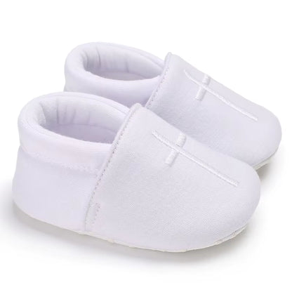 Baby Baptism Shoes for Boy Newborn White Baby Causal Shoes Soft Sole Antiskid Baby Boy Shoes Toddler Infant Baby Walker Shoes