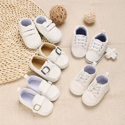 Baby Baptism Shoes for Boy Newborn White Baby Causal Shoes Soft Sole Antiskid Baby Boy Shoes Toddler Infant Baby Walker Shoes