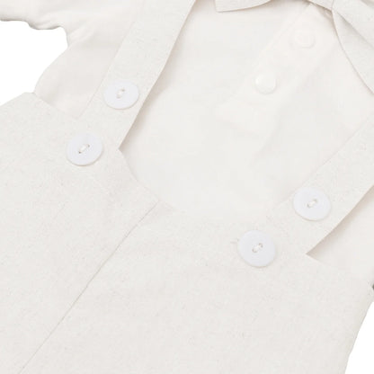 Baby Boys Formal 1St Birthday Onesie Gentleman Outfits Wedding Suit Cake Smash Bowtie Romper Suspenders Short Pants Baptism Christening Clothes 18-24 Months White