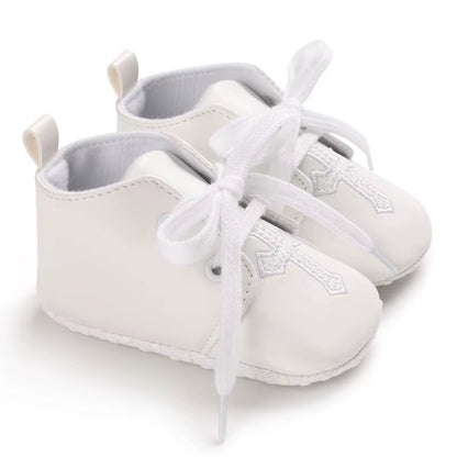 New White Baby Baptism Shoes Newborn Baby Fashion Toddler Shoes Church Cross Boys and Girls Casual Soft Soled Baby Shoes