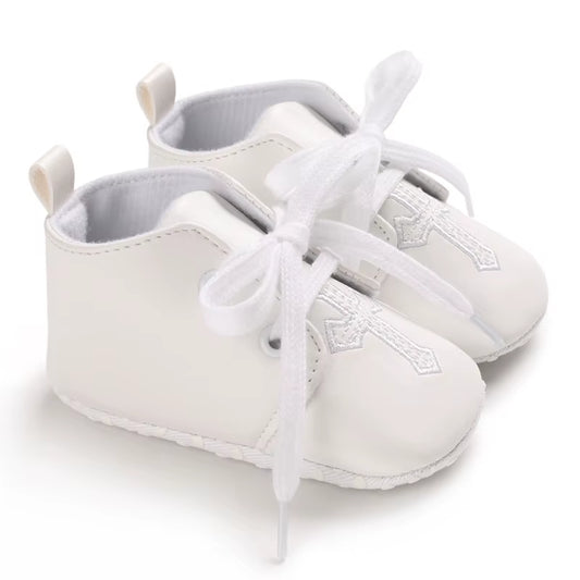 New White Baby Baptism Shoes Newborn Baby Fashion Toddler Shoes Church Cross Boys and Girls Casual Soft Soled Baby Shoes