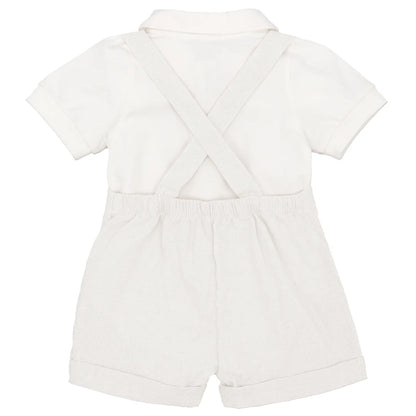 Baby Boys Formal 1St Birthday Onesie Gentleman Outfits Wedding Suit Cake Smash Bowtie Romper Suspenders Short Pants Baptism Christening Clothes 18-24 Months White